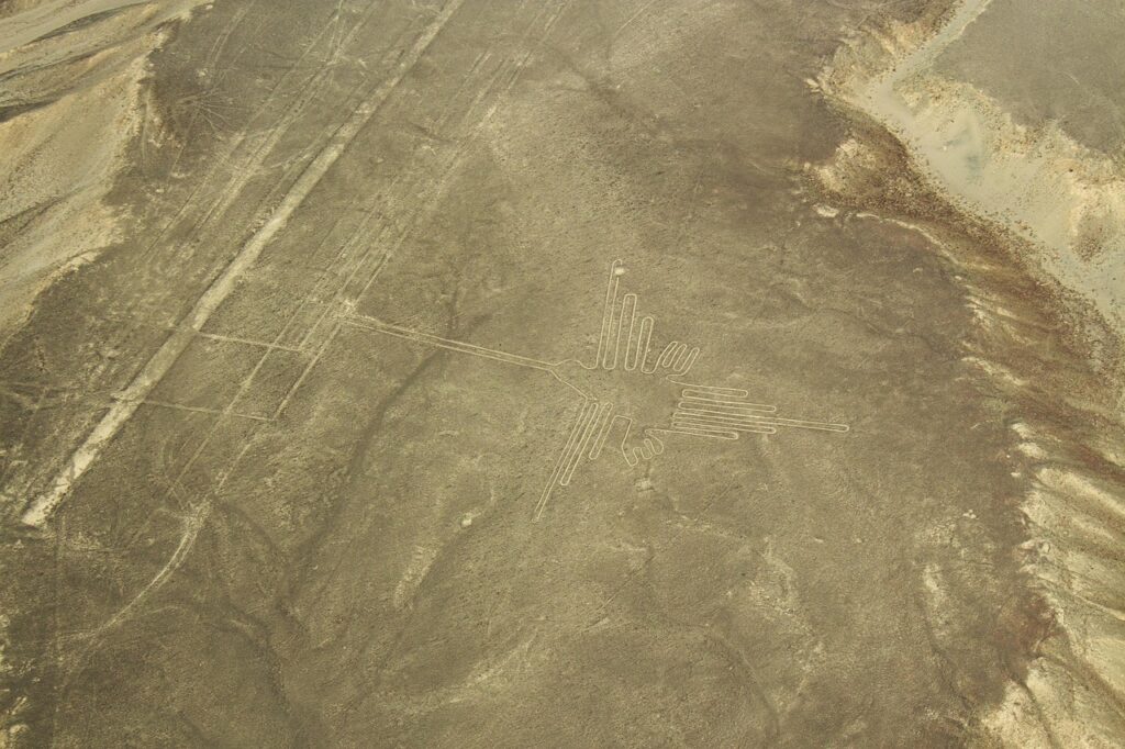 nazca, lines, peru, air, floor, nature, nazca lines, humming-bird, desert